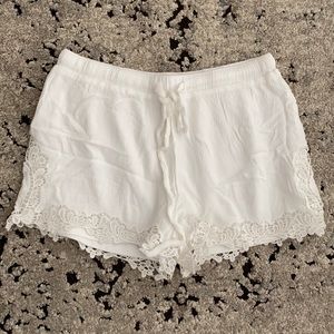Pins and Needles White Crochet Shorts